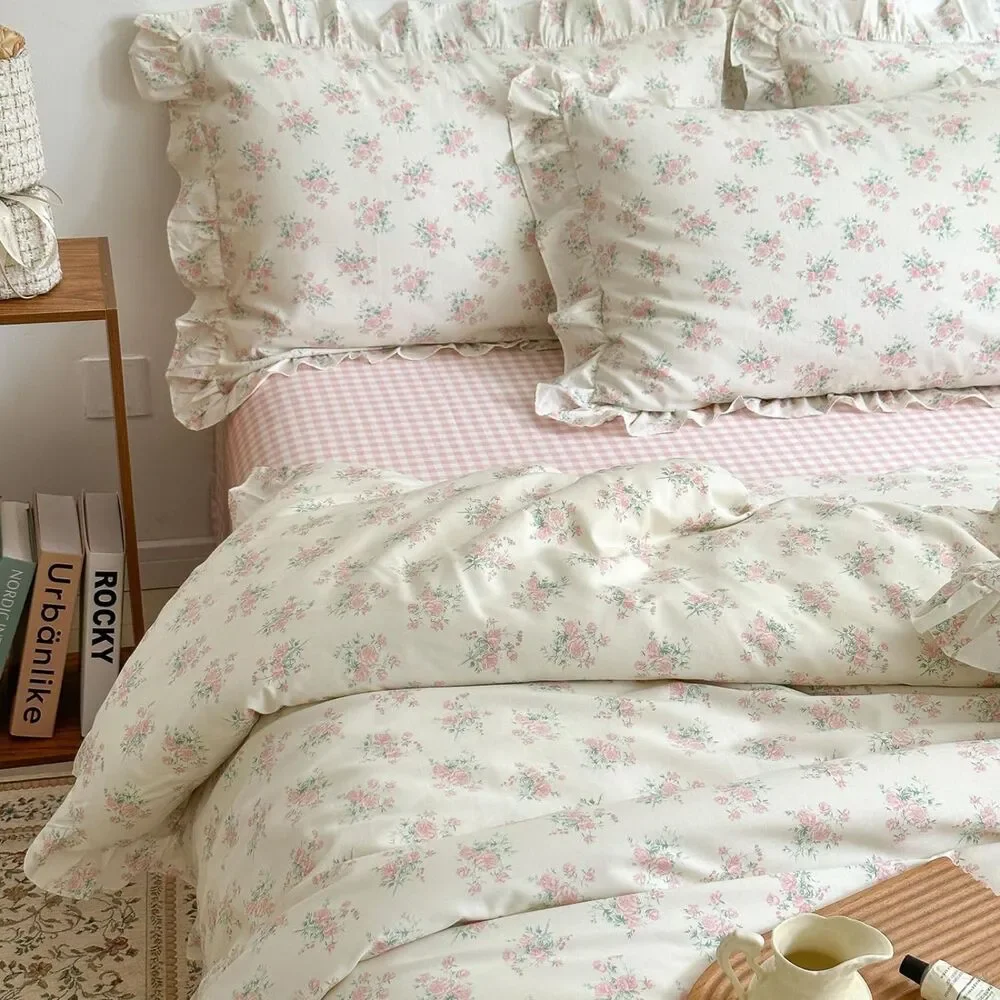 Twin XL Duvet Cover Set (Pink & Cream Floral)